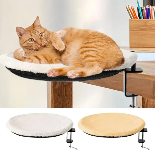Adjustable Cat Desk Bed Removable Easy Install Clamp on the table Round Desk Perch