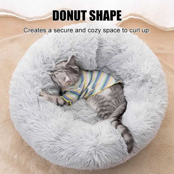 40-100cm Fluffy Pet Bed Large Round Pet Bed Super Warm Soft Plush Nest Winter