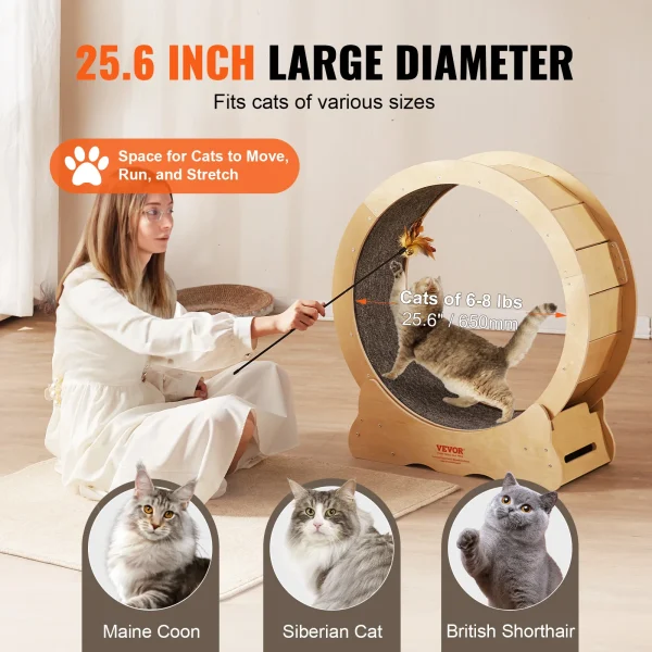 VEVOR Cat Treadmill Roller Wheel with Detachable Carpet for Most Cats Pet Fitness